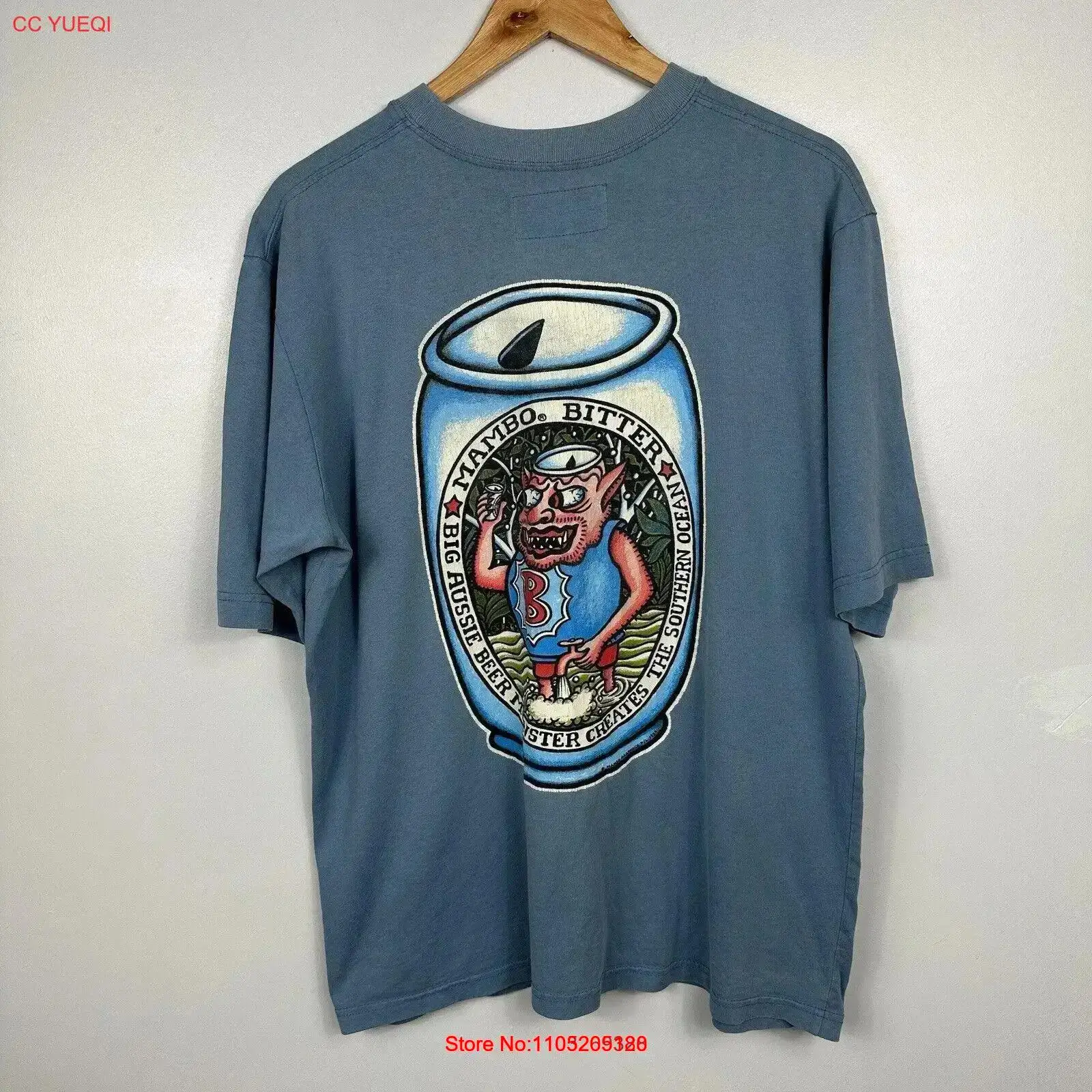 Vintage Fashion Jersey - Vintage Mambo T-shirt 1999 bierblauw surfkleding