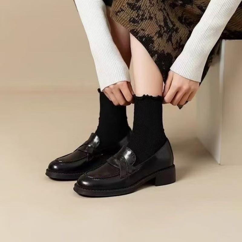 Vintage Fashion Dresses - Dames Vintage Penny Loafers Lage Blokhak