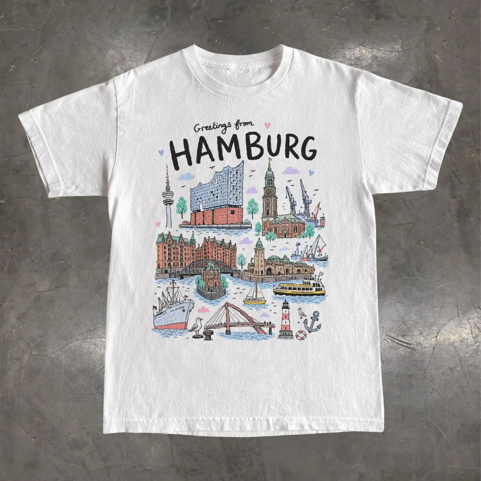 Vintage Fashion Hamburg - Hamburg Duitsland T-shirt Elbphilharmonie Harbor Travel