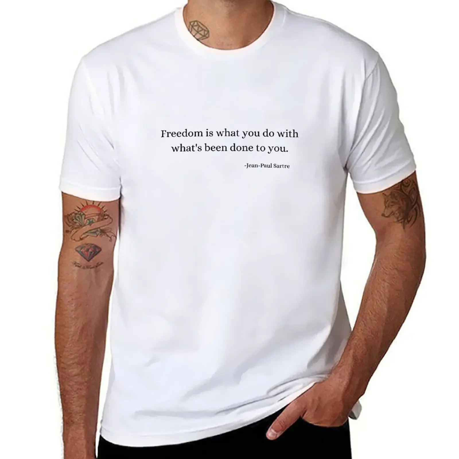 Vintage Fashion Quotes - Geschiedenisfilosofie citaten: Jean-Paul Sartre T-shirt man