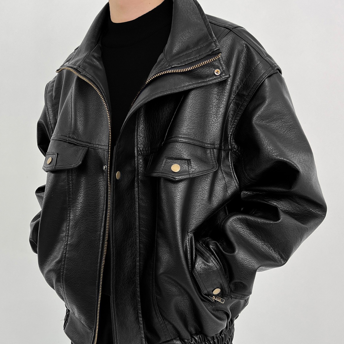 Pu lederen heren verdikte bike - Vintage Windbreaker Nylon recensie en prijs
